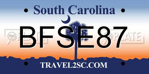 BFSE87 South Carolina License Plate