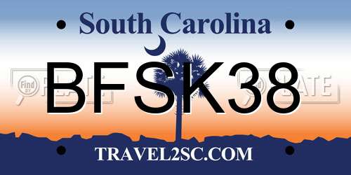 BFSK38 South Carolina License Plate