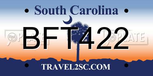 BFT422 South Carolina License Plate