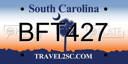 BFT427 South Carolina License Plate