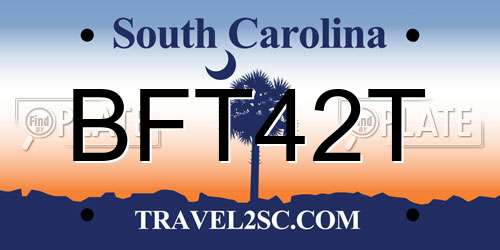 BFT42T South Carolina License Plate