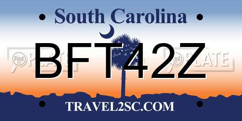 BFT42Z South Carolina License Plate