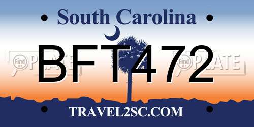 BFT472 South Carolina License Plate