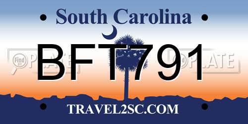 BFT791 South Carolina License Plate
