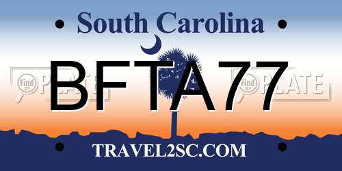 BFTA77 South Carolina License Plate