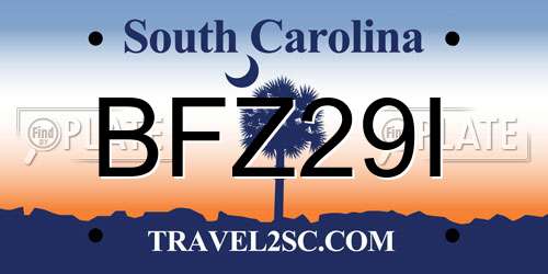 BFZ29I South Carolina License Plate