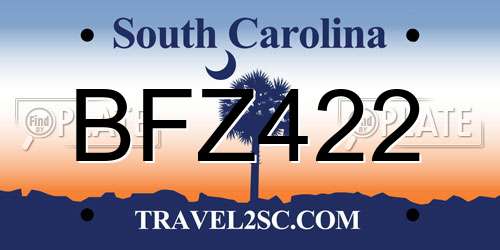 BFZ422 South Carolina License Plate