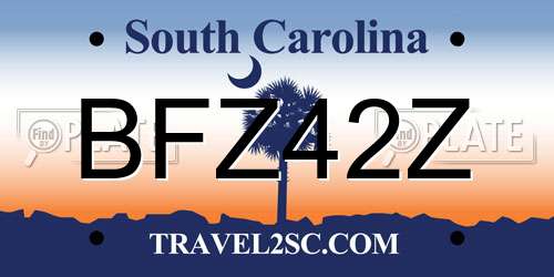 BFZ42Z South Carolina License Plate