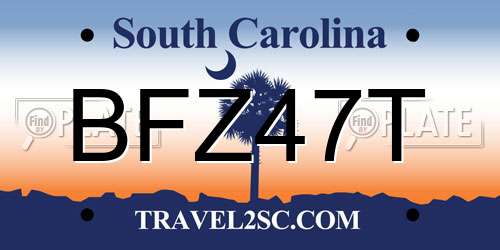 BFZ47T South Carolina License Plate