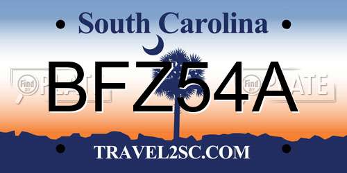 BFZ54A South Carolina License Plate