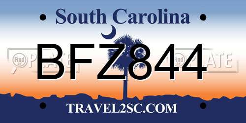 BFZ844 South Carolina License Plate