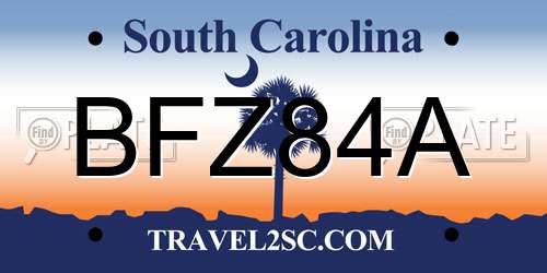 BFZ84A South Carolina License Plate