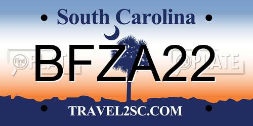 BFZA22 South Carolina License Plate