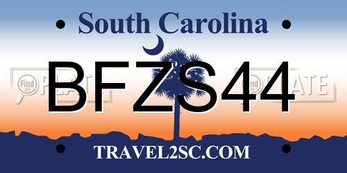 BFZS44 South Carolina License Plate