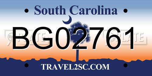 BG02761 South Carolina License Plate