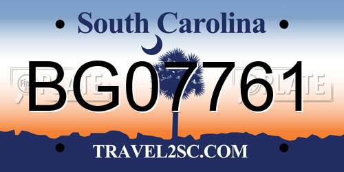 BG07761 South Carolina License Plate