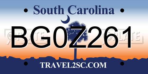 BG0Z261 South Carolina License Plate