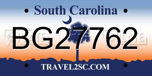BG27762 South Carolina License Plate