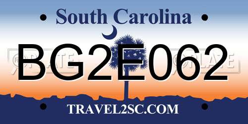 BG2E062 South Carolina License Plate