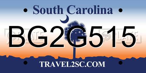 BG2G515 South Carolina License Plate