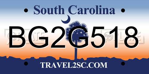 BG2G518 South Carolina License Plate