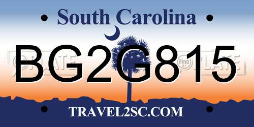 BG2G815 South Carolina License Plate