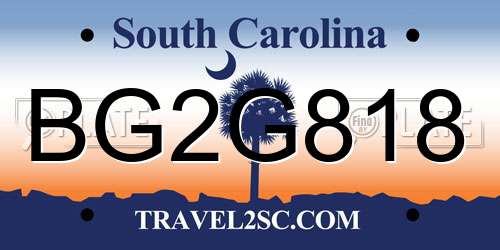 BG2G818 South Carolina License Plate