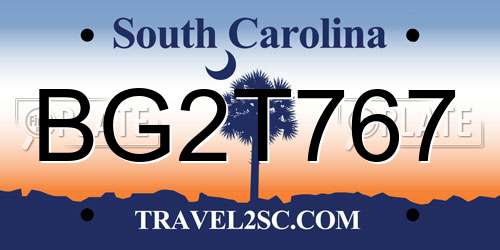 BG2T767 South Carolina License Plate