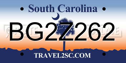BG2Z262 South Carolina License Plate