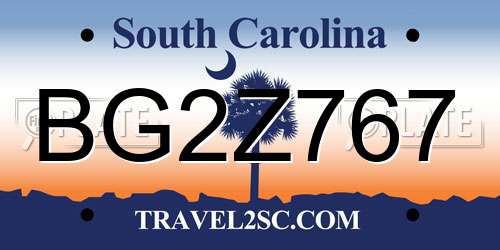 BG2Z767 South Carolina License Plate