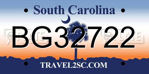 BG32722 South Carolina License Plate