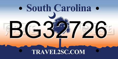 BG32726 South Carolina License Plate