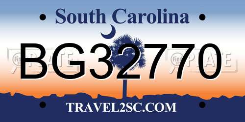 BG32770 South Carolina License Plate