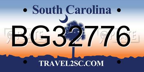 BG32776 South Carolina License Plate