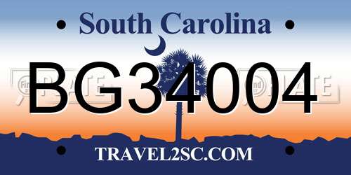 BG34004 South Carolina License Plate