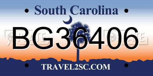 BG36406 South Carolina License Plate