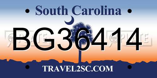 BG36414 South Carolina License Plate