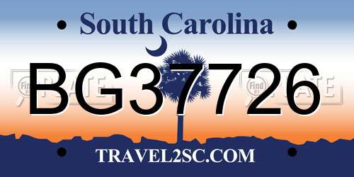 BG37726 South Carolina License Plate