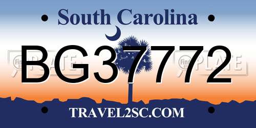 BG37772 South Carolina License Plate