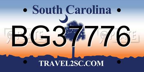 BG37776 South Carolina License Plate