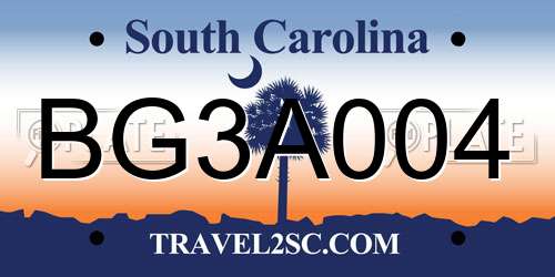 BG3A004 South Carolina License Plate