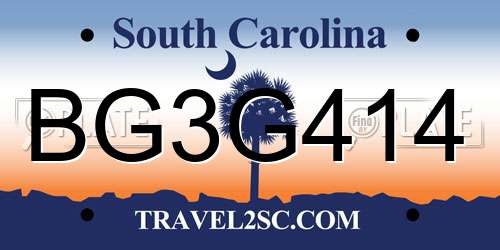 BG3G414 South Carolina License Plate