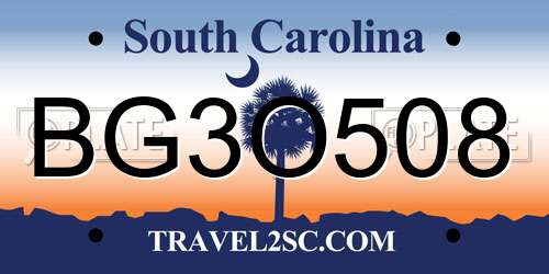 BG3O508 South Carolina License Plate