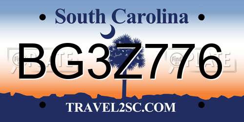 BG3Z776 South Carolina License Plate
