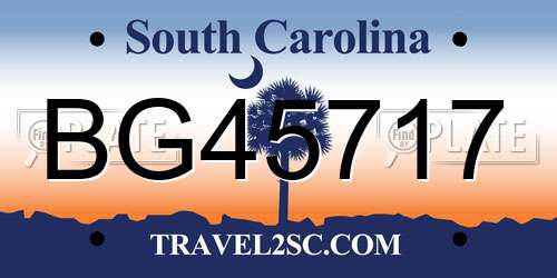 BG45717 South Carolina License Plate