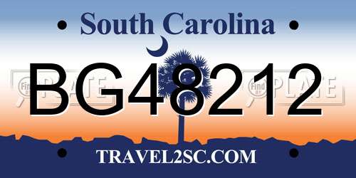 BG48212 South Carolina License Plate