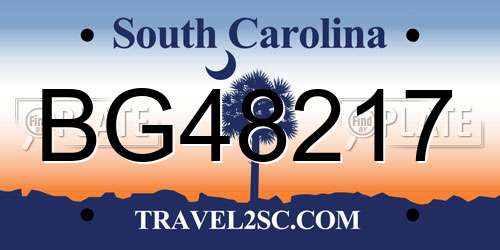 BG48217 South Carolina License Plate