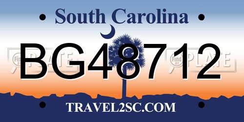 BG48712 South Carolina License Plate
