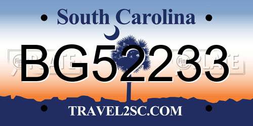 BG52233 South Carolina License Plate