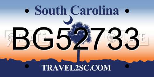 BG52733 South Carolina License Plate